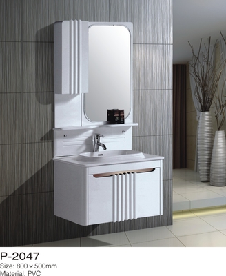 Floor Mounted PVC Bathroom Vanity Invisible Handle Above Counter Basin