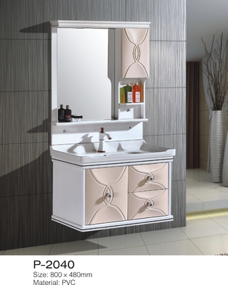 White Small Hanging Bathroom Cabinets One Piece Mirror Ceramic Basin Soft Close