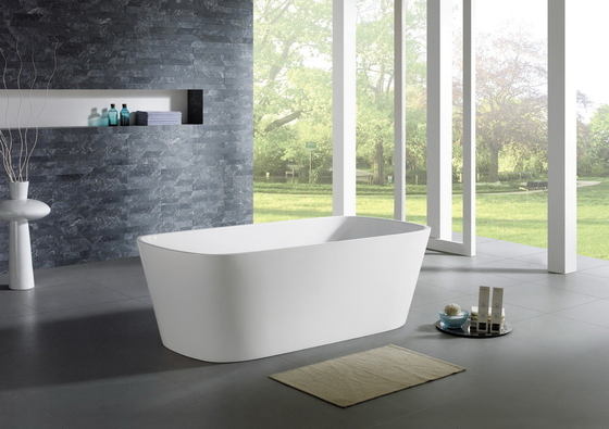 Square Free Standing Bathtub Stain Resistant Lucite High gloss One Person