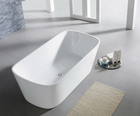 Square Free Standing Bathtub Stain Resistant Lucite High gloss One Person